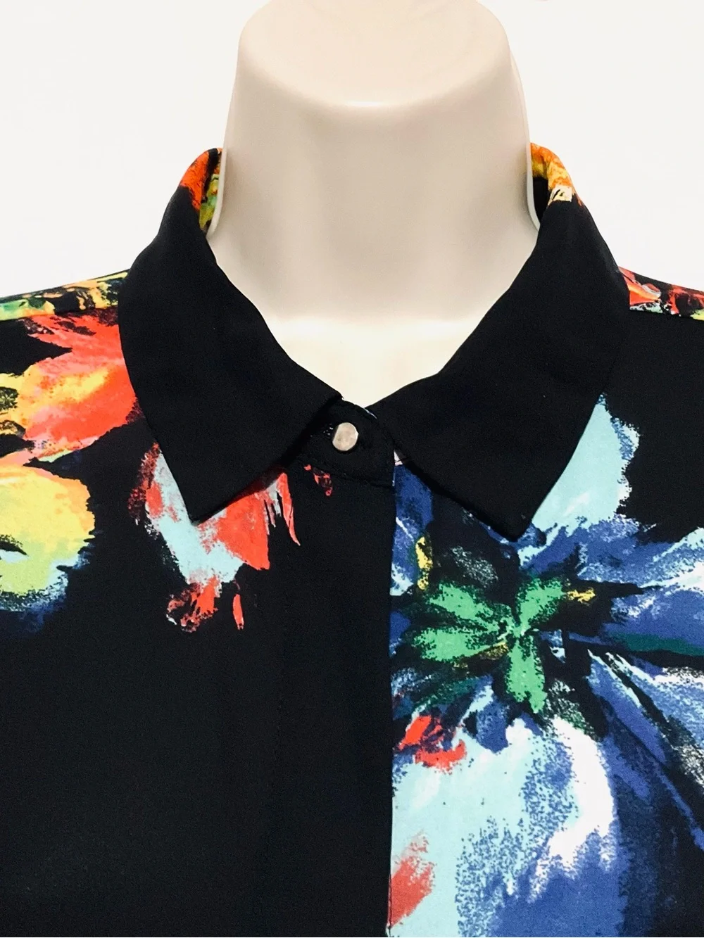 Floral Print Button-Up Blouse - black Multi Color Floral - Picture 5 of 10